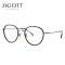 JIGOTT 2019新品防蓝光眼镜架女 复古幼圆框型可配近视眼镜框21612 黑框枪边