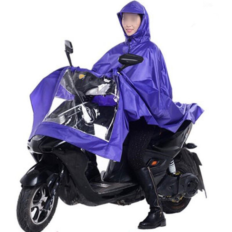 创意简约现活日用雨衣电动车单人电瓶车摩托车雨衣雨披成人骑行加大加厚男女士 单帽无镜套紫色款XXXL码