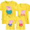 粉红猪小妹佩佩猪儿童装纯棉短袖T恤小猪佩琪佩奇亲子童装衣服_7_4 妈妈XL 黄色
