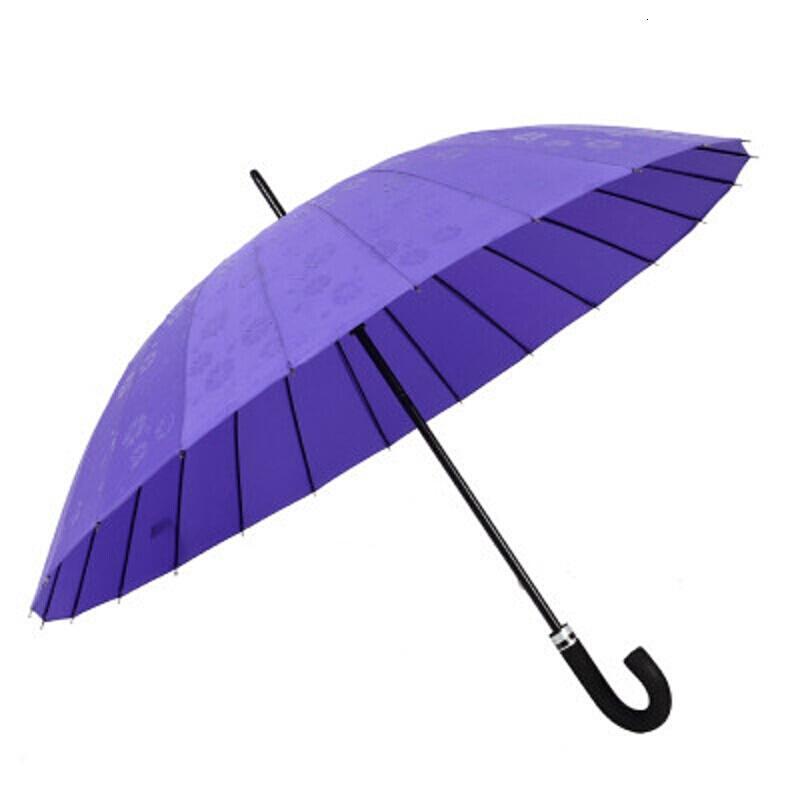 24骨伞遇水开花伞男女晴雨伞长柄双人雨伞小清新伞户外雨伞 紫色