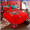 四件套全棉纯棉床上用品大红色喜被子欧美风床单被套加厚结婚婚庆_1 1.5m(5英尺)床 新梦回唐朝+枕芯2只【手提袋】
