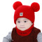 贝迪牛+秋冬宝宝套头帽保暖帽婴儿毛线帽围巾套装 黄色15标双球帽+围脖 0-12个月左右