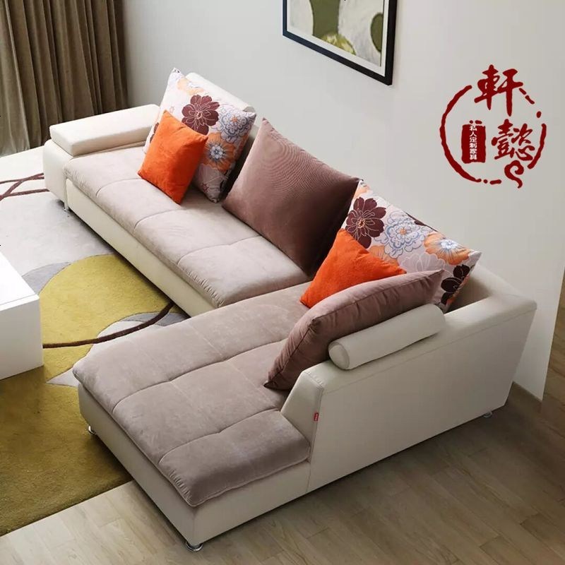 新款布艺大小户型沙发组合双三人贵妃位客厅家具现代简约 双人_图片色