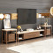北欧大理石电视柜茶几组合现代简约新中式实木火烧石地柜客厅家具 2.0米电视柜