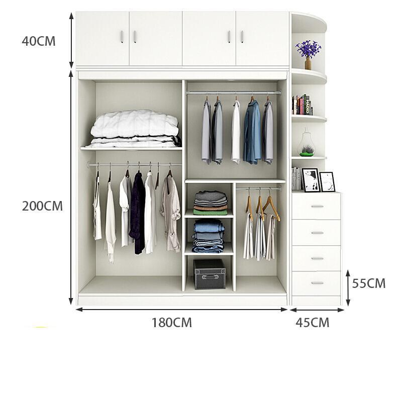衣柜推拉2现代简约卧室家具组装实木质柜子整体移衣橱定制_7_3 180衣柜+顶柜+边柜