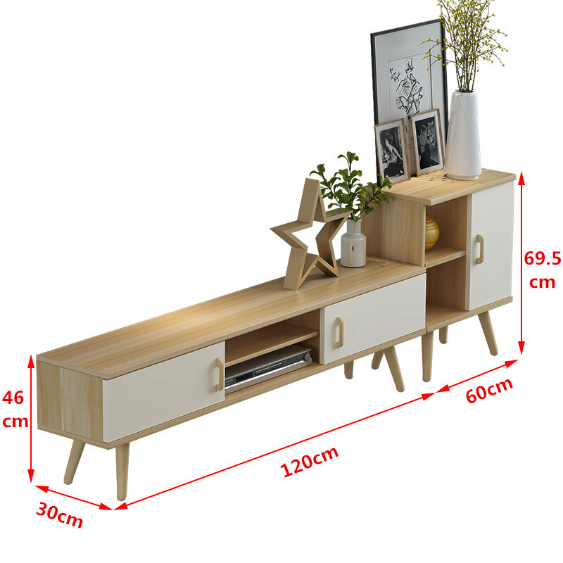 北欧电视柜茶几组合套装欧式现代简约大小户型客厅卧室影视柜地柜1.2M电视柜全暖白组装 1.2M电视柜+高边柜浅胡桃