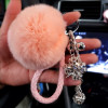 韩国创意钥匙扣女 真兔毛 獭兔毛球毛绒挂件汽车钥匙环女生包挂件(e47)_13