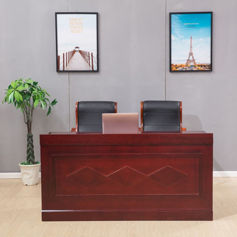 会议室桌椅演讲台领导发言台长方形贴实木皮油漆会议桌条桌子(规格1400*600*760) 红胡桃色