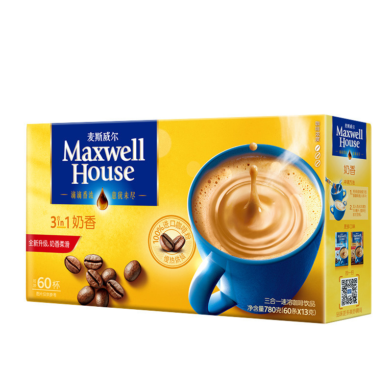 麦斯威尔 奶香速溶咖啡 780g/盒（60条）