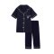 南极人儿童棉质家居服套装男童女童春夏季空调服睡衣睡裤短袖 86523藏青 120cm