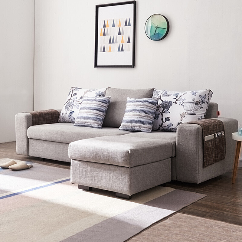 A家家具 沙发 布艺沙发 沙发组合 小户型 简约现代客厅懒人沙发可拆洗布艺三人位小沙发DB1528 灰色