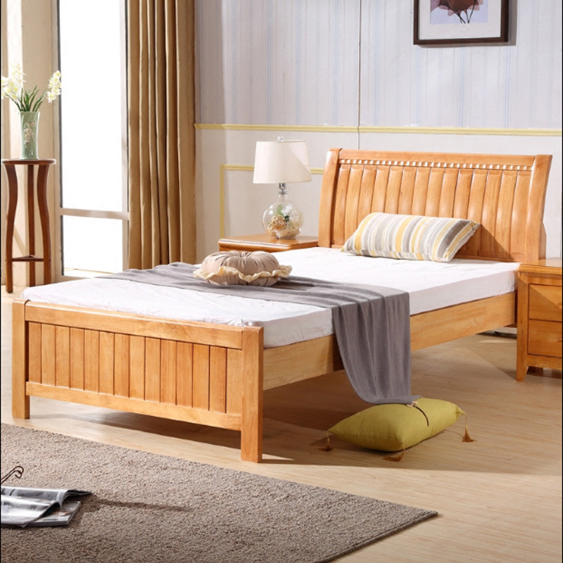 [规格:120*200单位:cm]实木床 单人床简约现代木质原木色 橡木床家用宿舍通用卧室家具 定制款 原木色