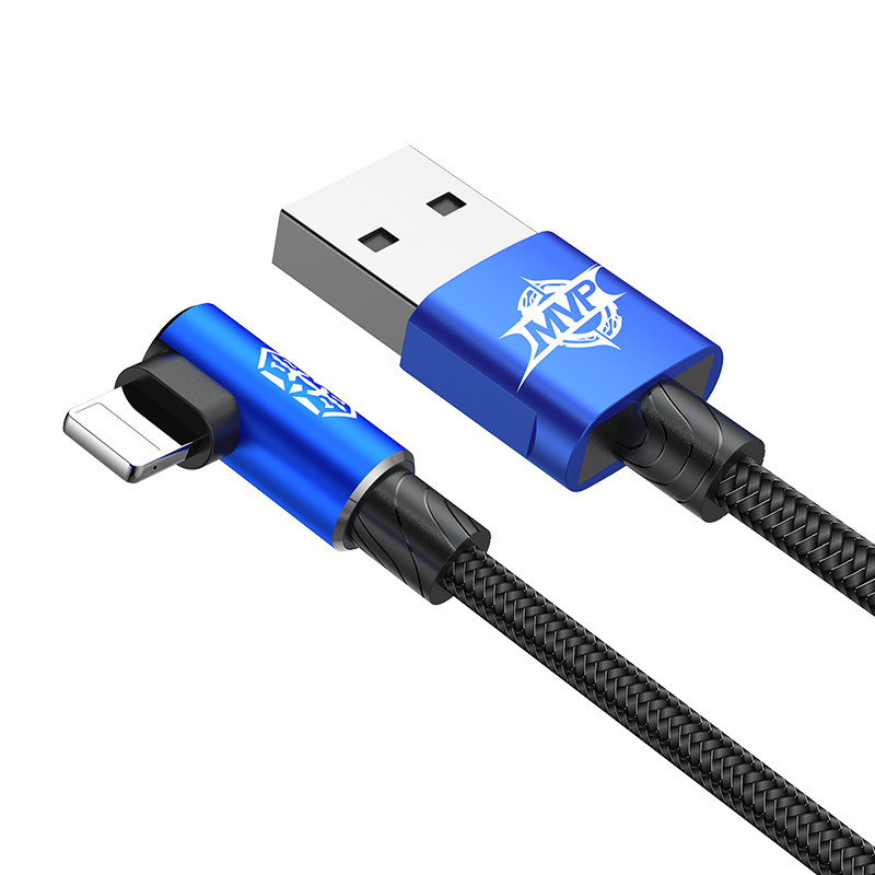 倍思 MVP弯头手游数据线USB For iP 2A 1M CALMVP-03 蓝色