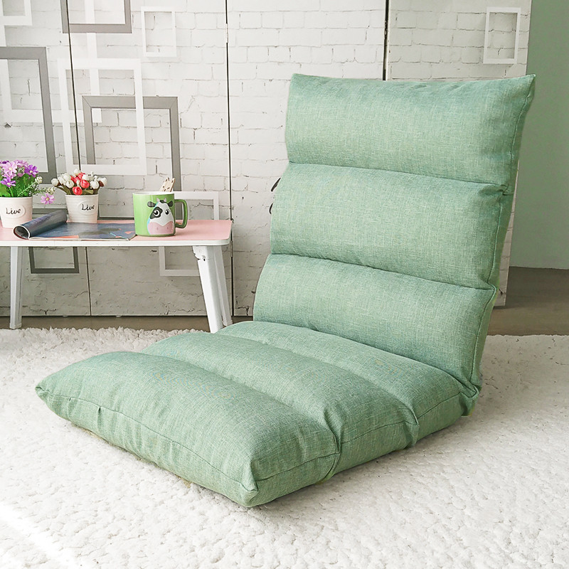懒人沙发单人榻榻米卧室阳台宿舍小沙发床上 靠背椅折叠可爱地板椅 浅绿色6格（薄荷绿）
