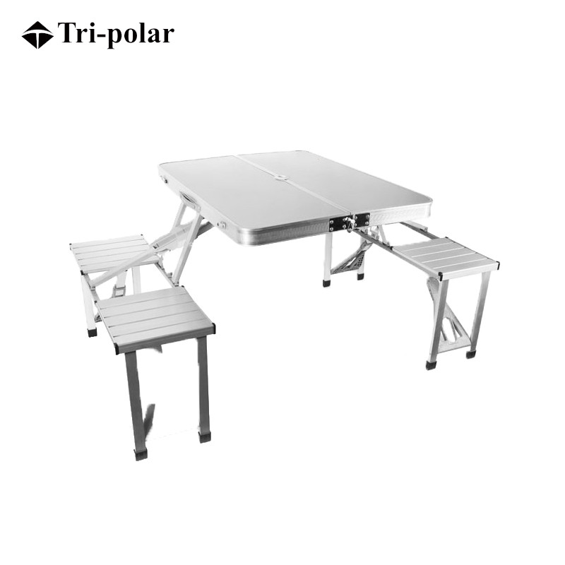 三极户外(Tripolar) TP8867 折叠桌椅旅游铝连体折叠桌椅便携桌子椅子铝合金桌椅野餐桌摆摊展 白色