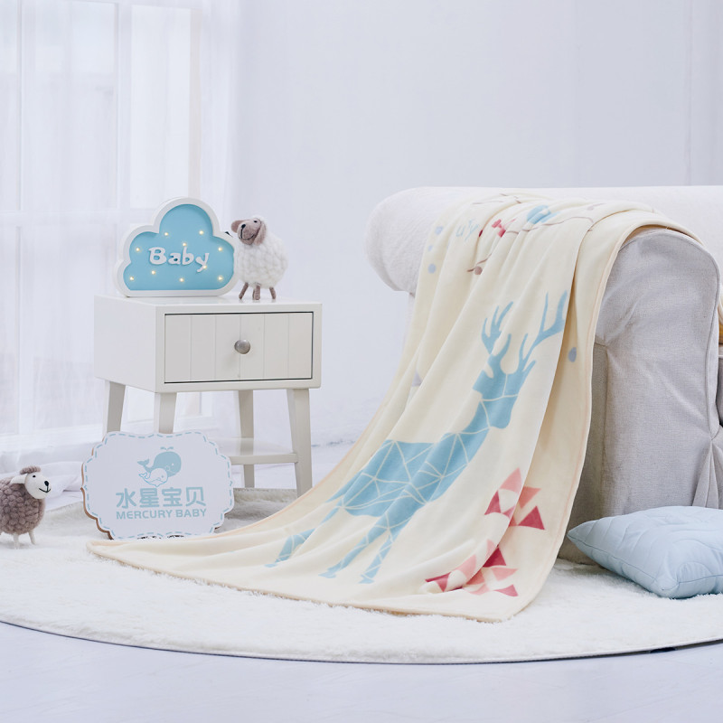 水星宝贝 双层法兰绒毯 儿童盖毯午睡毯子 保暖儿童毯子 Baby织梦