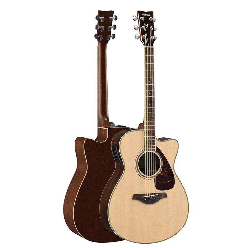 雅马哈自营（YAMAHA）FSX830C原木色单板民谣电箱吉他40英寸缺角玫瑰木背侧 原木色