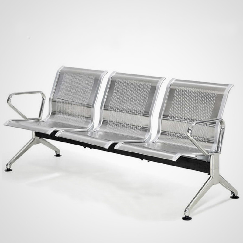 【京好】 三人位长椅 银行不锈钢机场椅休息等候椅公连体铁座椅C68. 不锈钢三人位(不带垫)只有原色