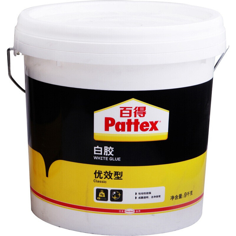 汉高百得（Pattex） 白胶 木工白胶 白乳胶 手工胶 粘接性能强成膜透明 环保型胶水 优效型PXWG9C 9kg