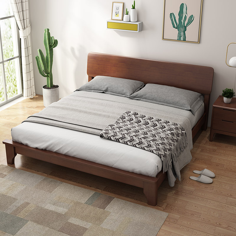 一米色彩 床 实木床1.2米单人床1.5M1.8米实木双人床 宜家北欧日式现代简约原木 卧室家具