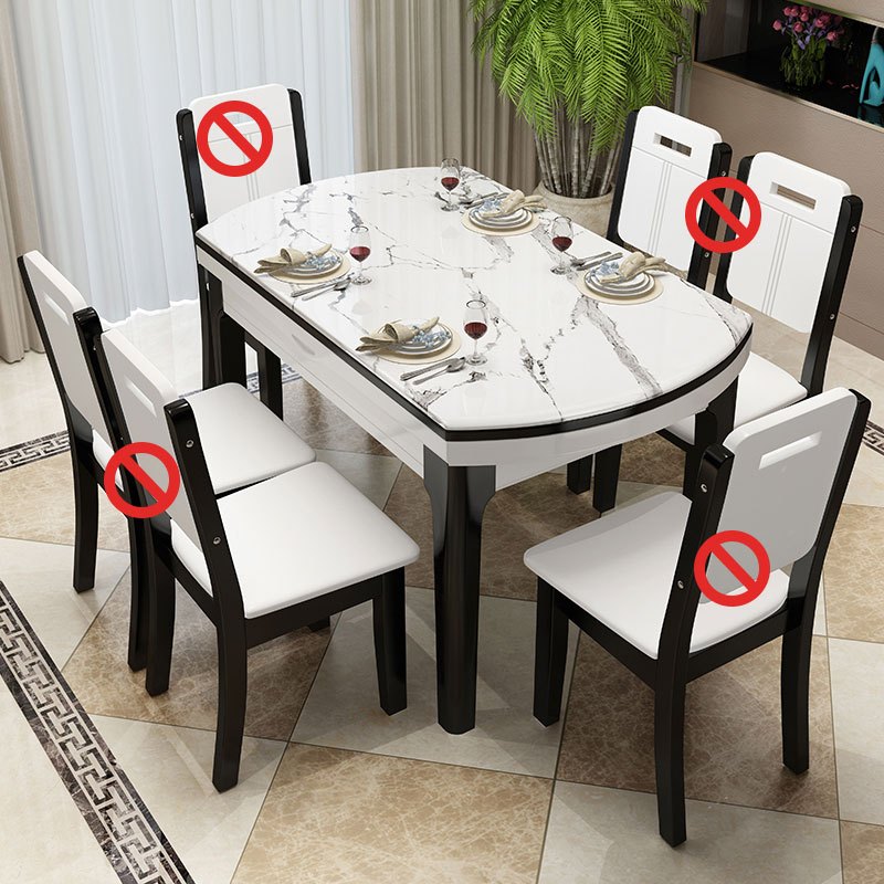 一米色彩 实木伸缩餐桌 多功能 餐桌椅组合 玻钢石餐台折叠6/8人家用饭桌 餐厅家具