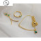 浅夏~祖母绿宝石ins珍珠锆石套装短款项链戒指925银针耳钉耳夹女 耳夹