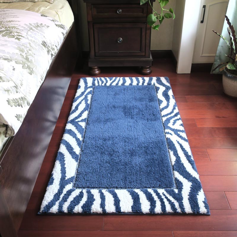 美式轻奢卧室床边地毯咖啡灰色简约几何现代地垫卫浴柔软吸水脚垫_2