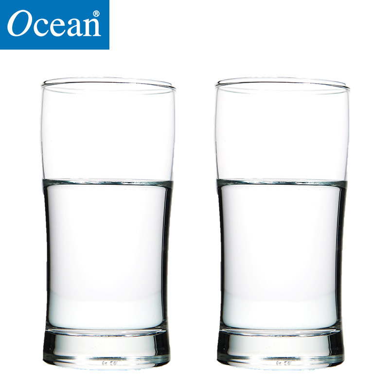 ocean进口透明无铅玻璃水杯耐热茶杯果汁杯子收腰早餐牛奶杯2只235ML