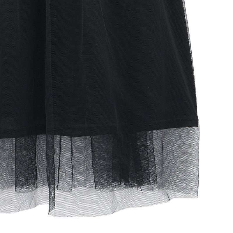 VANCL凡客诚品 秋意枫林网纱拖地连衣裙 黑色