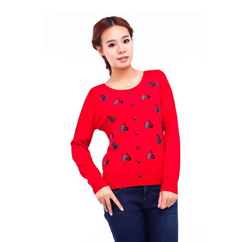 <em>鄂尔多斯</em>奥群女装中老年假<em>开衫</em>圆领<em>毛衣</em>2098