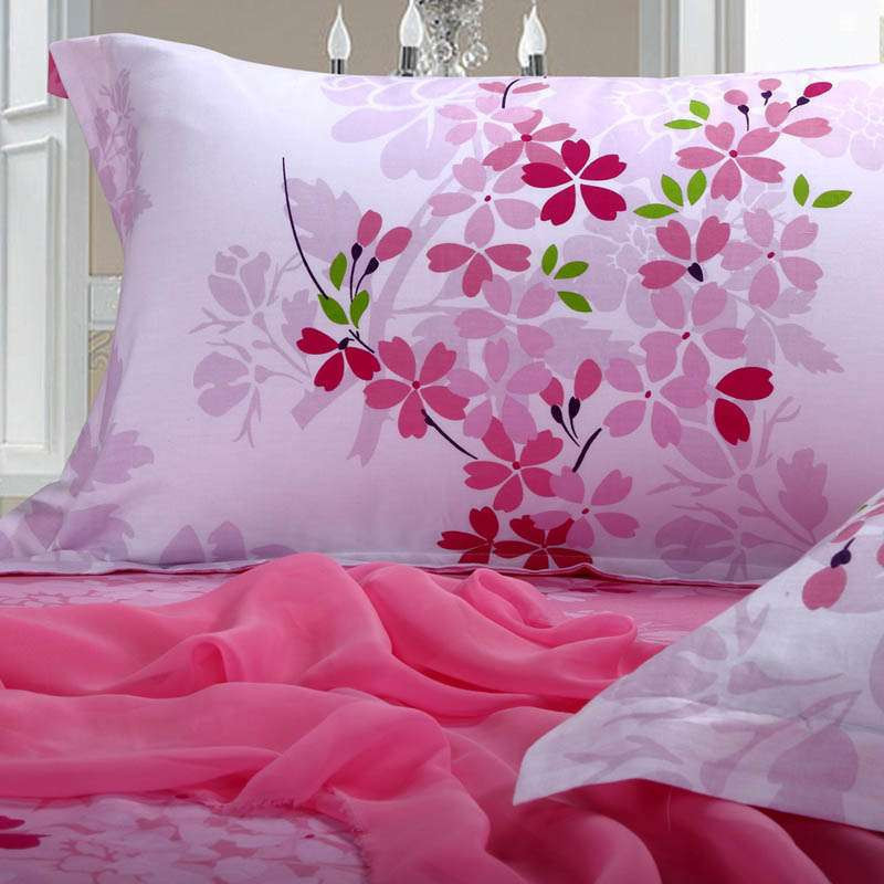 saff色坊 纯棉印花四件套馨语妙恋1米5床\/1米8