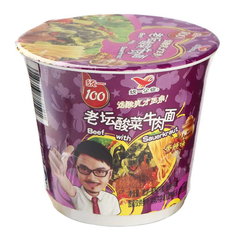 统一 100老坛酸菜牛肉面杯 64g图片
