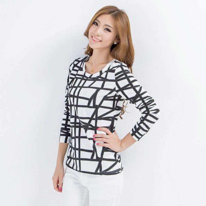 普派水印印花基本款圆领修身T恤 NGEA28C4