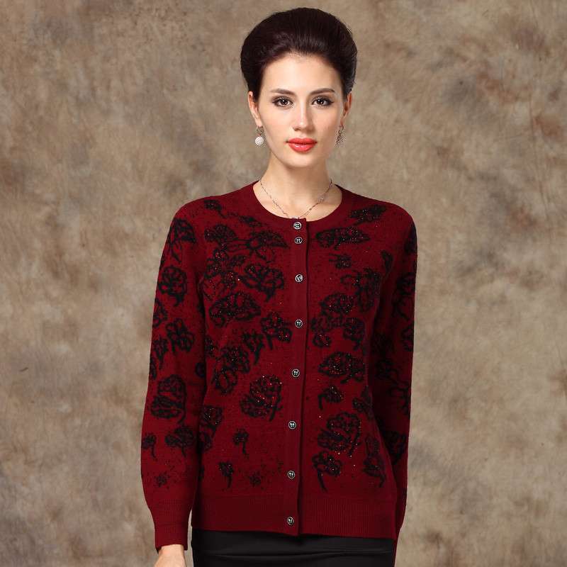 恒源祥羊毛衫女装 2013秋<em>冬装</em>中老年<em>开衫女士</em>