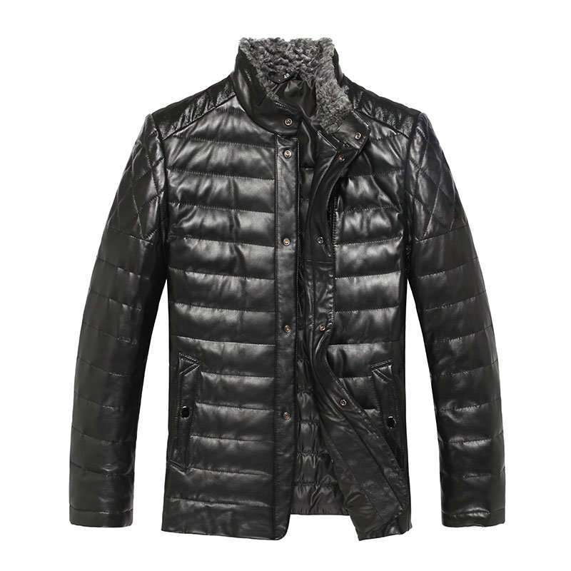 玢璒 2013新款 秋冬季 高档真皮羽绒服 男士绵