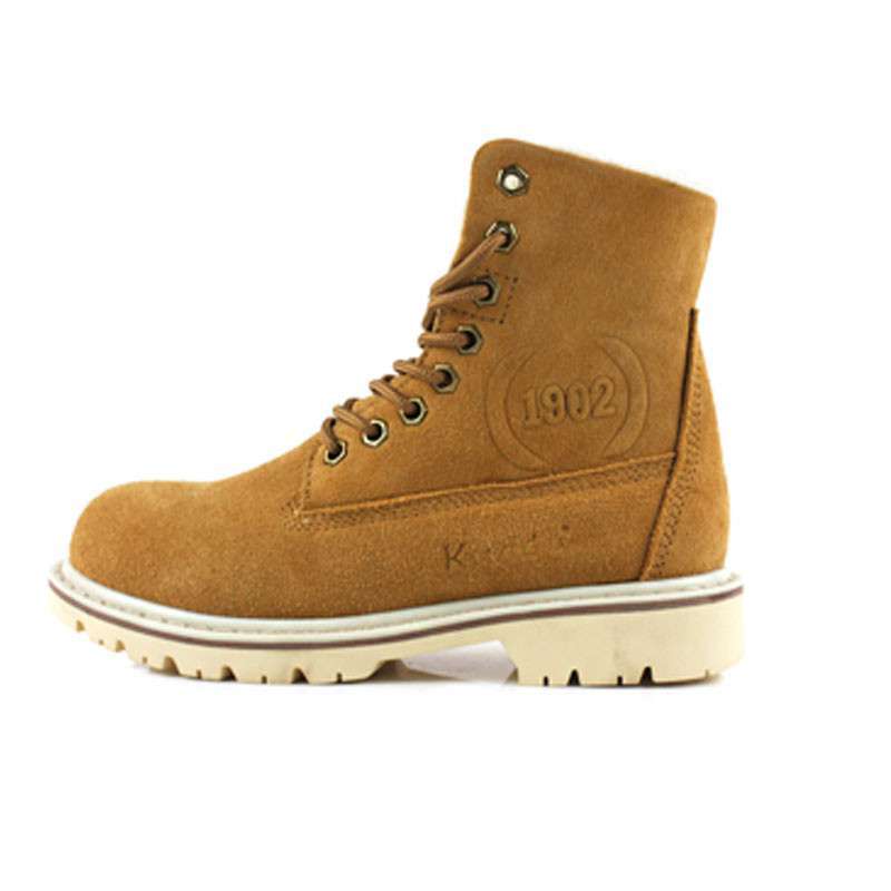 跨度简约高帮冬季加绒情侣款大头鞋低跟高帮女鞋1530 浅棕色 35码图片_苏宁易购