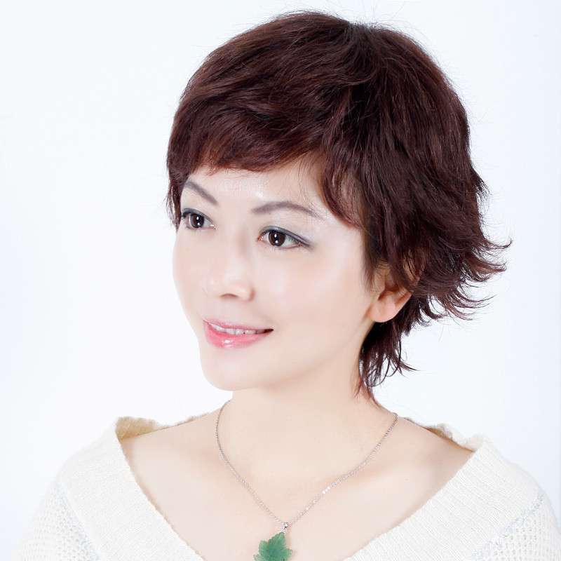 短发女士假发真人发丝 短发有点小<em>反翘发型</em>jia