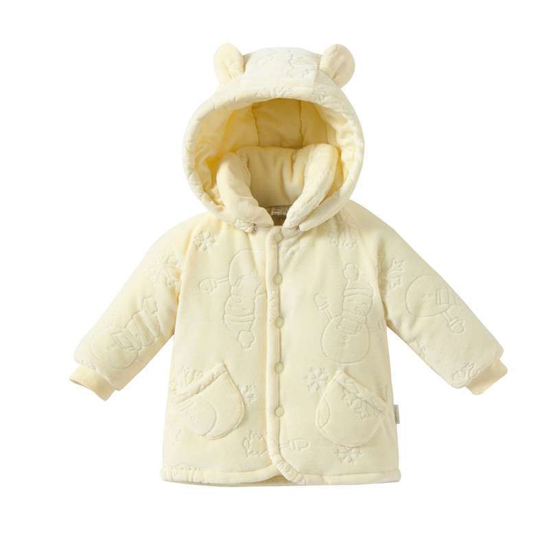 贝贝怡 新品 婴儿上衣可脱卸带帽外套 134S007 淡黄 73cm图片_苏宁易购