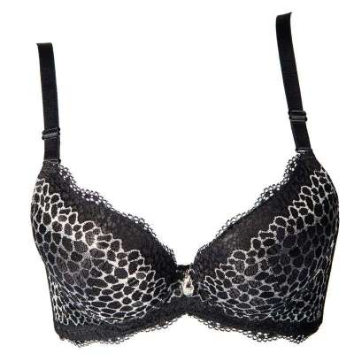 rubeh小胸平胸aa杯豹纹<em>胸罩</em>超聚拢性感<em>文胸</em>套