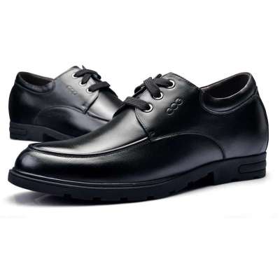 高哥增高鞋男式6厘米黑色真皮鞋正装鞋 