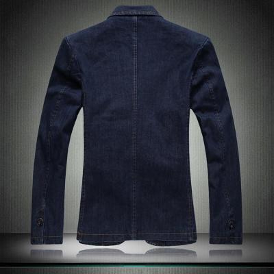 蒙加加肥加大码秋季新款<em>男士立领</em>西服装<em>牛仔</em>长
