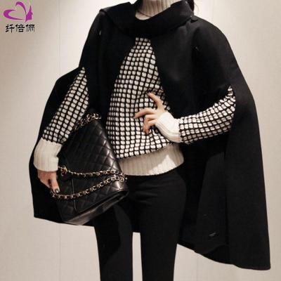 【纤倍俪服饰】韩版黑白格套头高领毛衣 大码