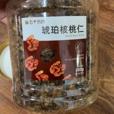 五个农民琥珀核桃仁蜂蜜味500g罐装无壳即食坚果休闲零食晒单图