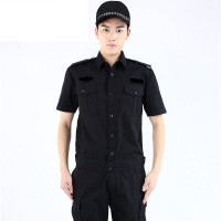 夏季黑色保安短袖作训服套装 夏装衬衣 180 藏