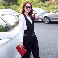 A2016秋冬新款女士条纹连体裤 长袖上衣套装