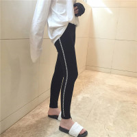 韩雪青青2016秋冬新款紧身裤女个性侧边英文