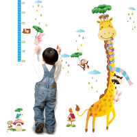 可爱围巾长颈鹿身高贴 卡通儿童房幼儿园量身