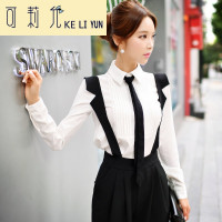KELIYUN衬衫女长袖春季新款白色修身系领带
