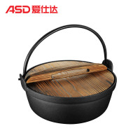 爱仕达(ASD)汤锅 TF24V1WG 24CM古道生态原生态提手铁锅 杉木锅盖铸铁汤锅锅明火专用