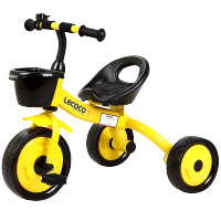 lecoco乐卡儿童三轮车脚踏车 宝宝玩具孩子童车2-5岁自行车免充气 酷炫黄